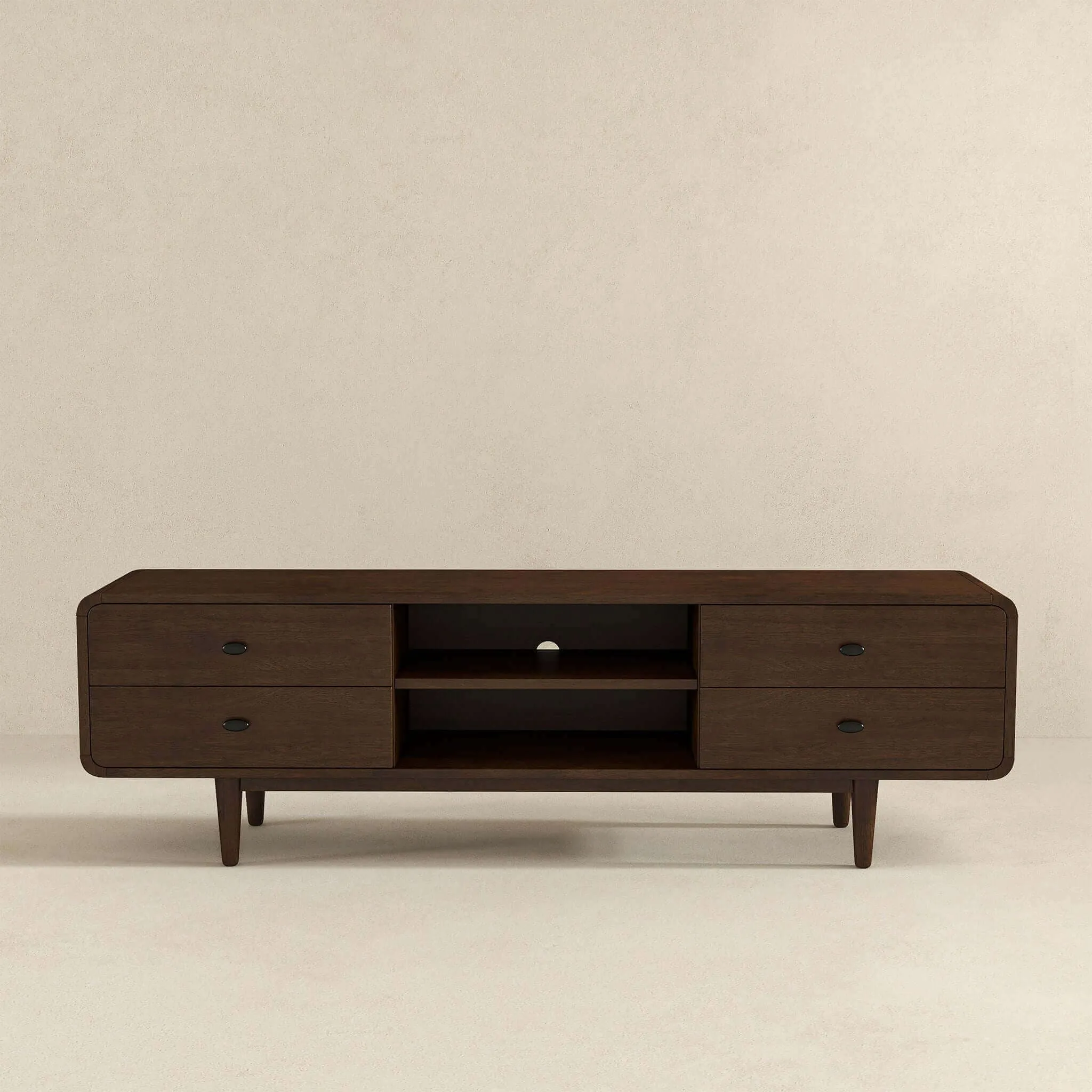 Alexa - Mid-Century Modern Style TV Stand - Dark Brown / Wood by Couch.com