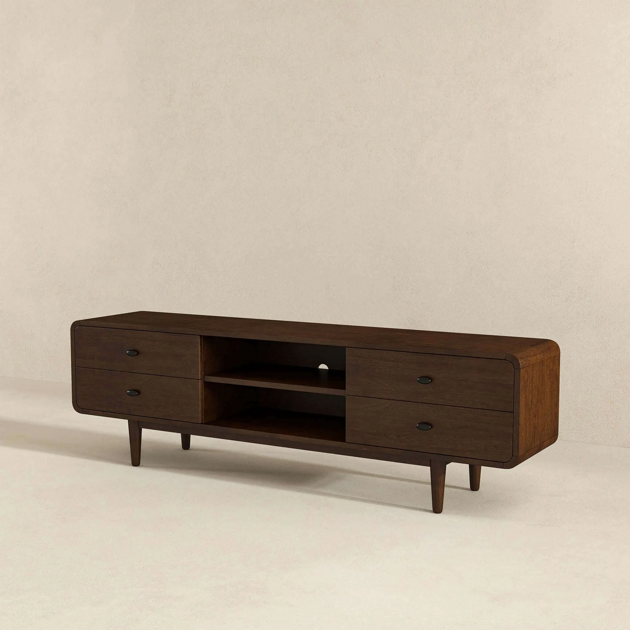 Alexa - Mid-Century Modern Style TV Stand - Dark Brown / Wood by Couch.com