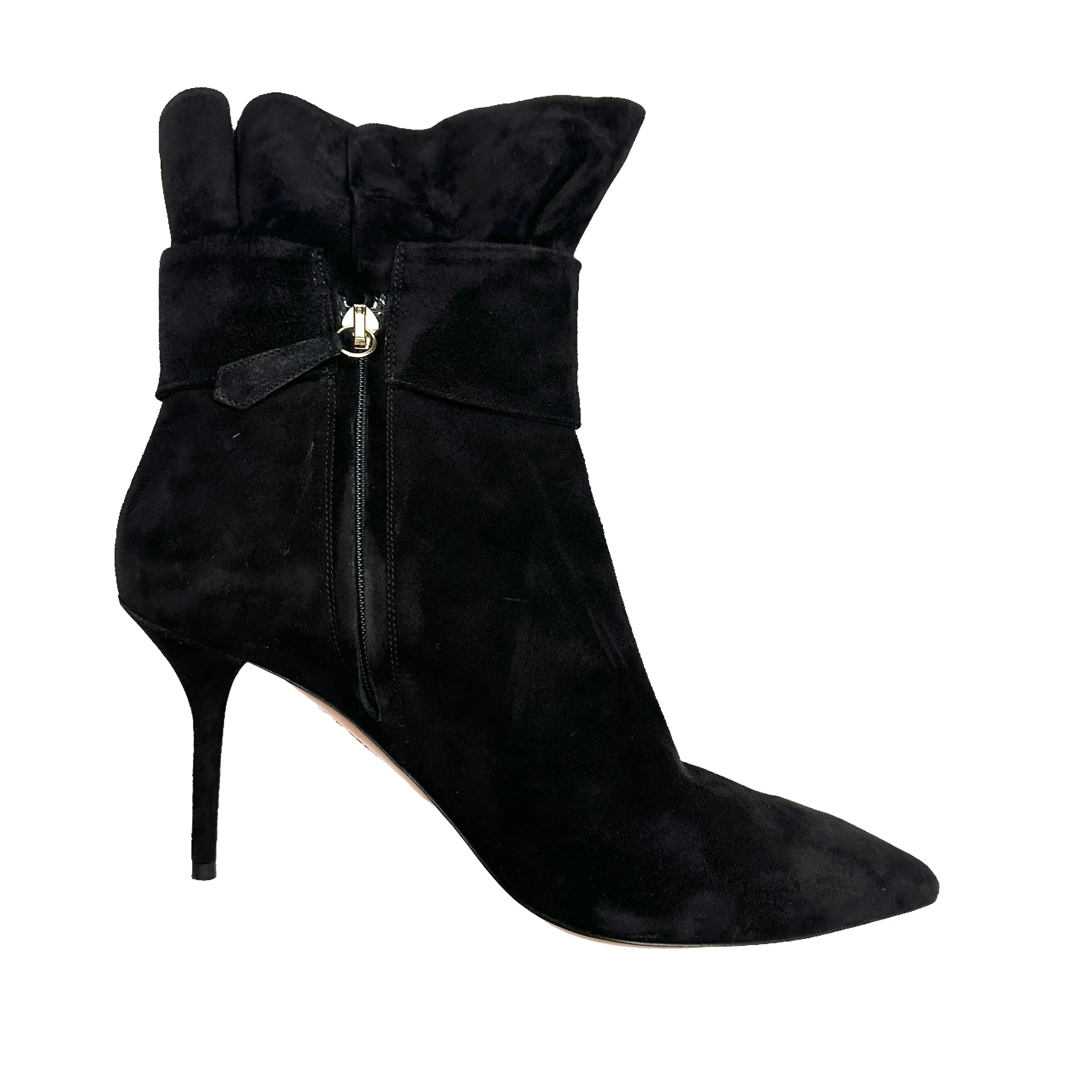 Black Suede Heeled Boots - 8