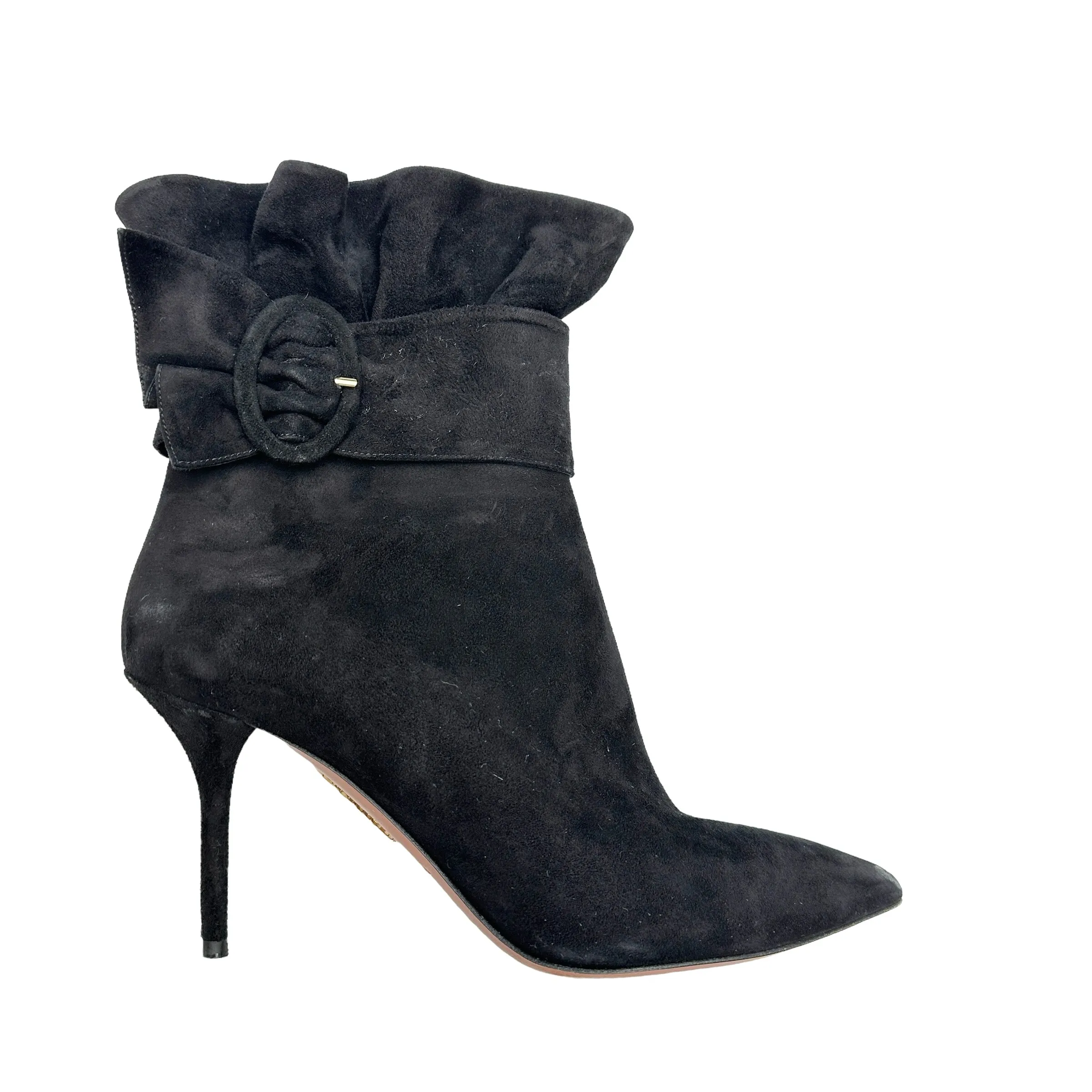 Black Suede Heeled Boots - 8