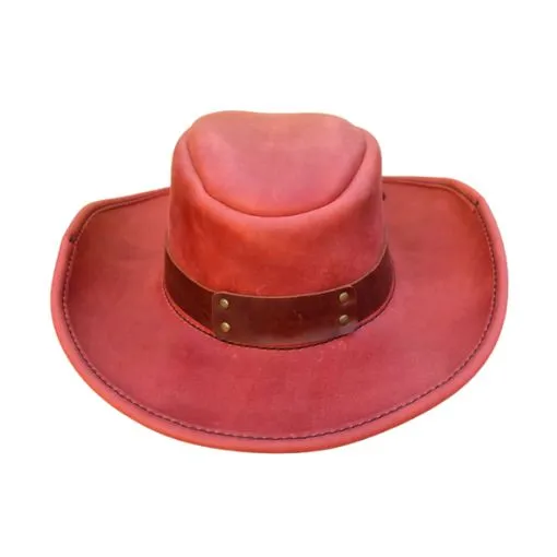 Burgundy Cowboy Leather Hat