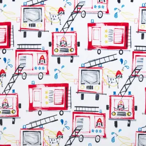 Cuddle® Prints - Pups on Trucks Scarlet Digitally Printed Yardage