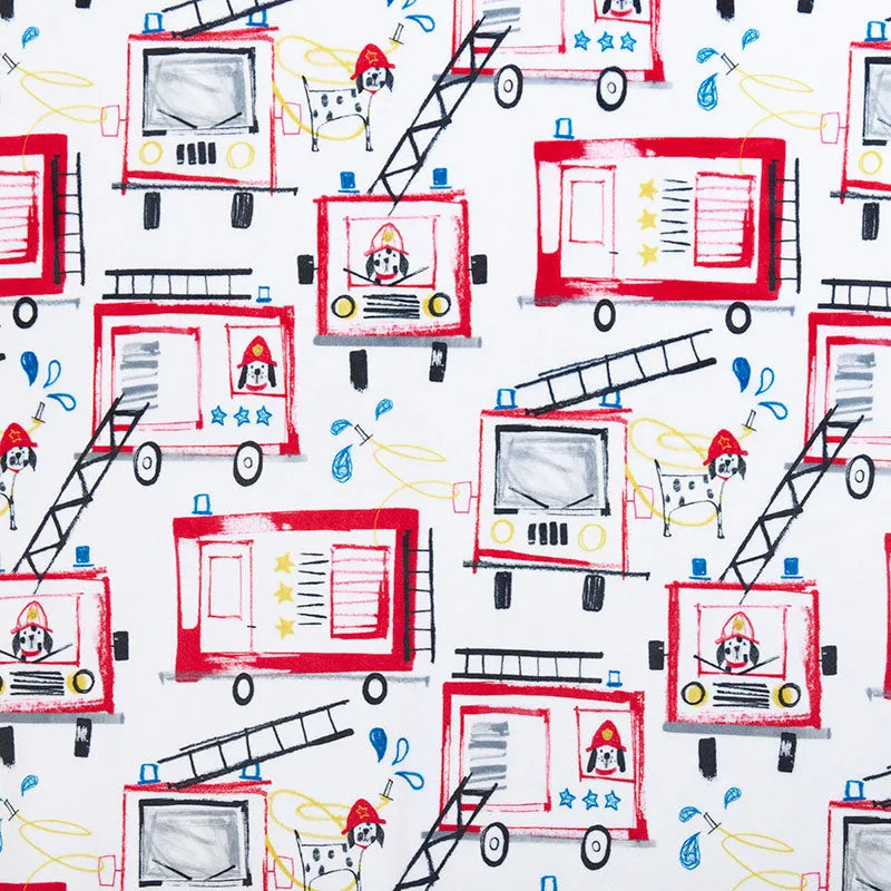 Cuddle® Prints - Pups on Trucks Scarlet Digitally Printed Yardage
