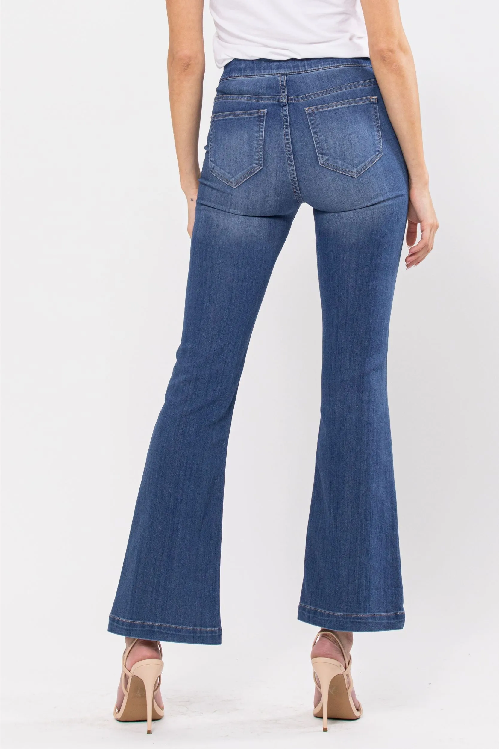 Denim Flare Pull On Pants