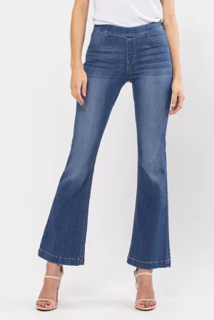 Denim Flare Pull On Pants