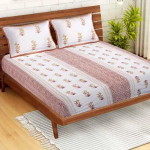 Ethnic Lakeerein Printed Bedsheet - Pink