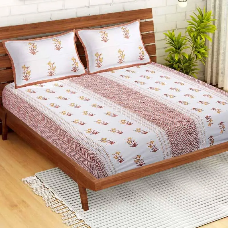 Ethnic Lakeerein Printed Bedsheet - Pink