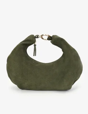 Evie Crescent Crossbody Suede Olive