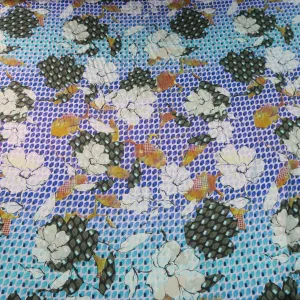 Floral and Square Pattern Printed Silk Charmeuse