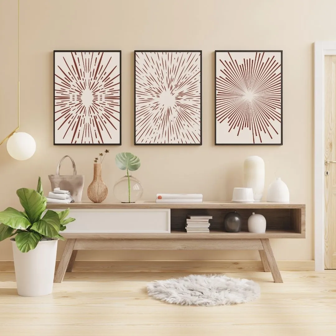 Geometric Beige Circles Wall Art Set of 3, Modern Abstract Decor for Stylish Home Interiors, Minimalist Digital Prints , Chic Home Interiors