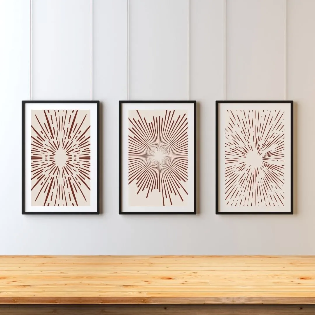 Geometric Beige Circles Wall Art Set of 3, Modern Abstract Decor for Stylish Home Interiors, Minimalist Digital Prints , Chic Home Interiors