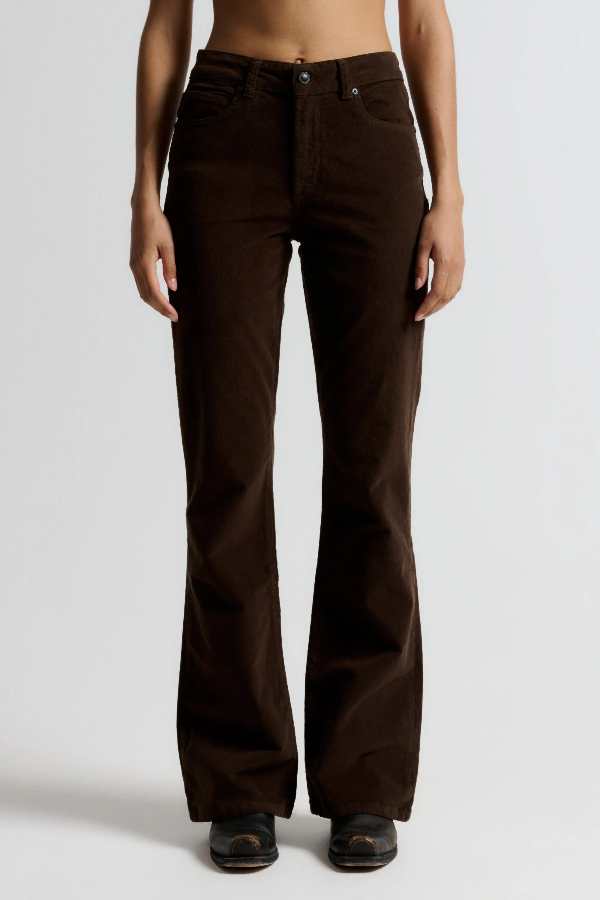 IVY-Tara Flare Jeans Baby Cord - Expresso Brown