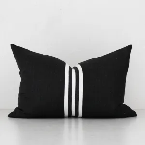 KUTA HERRINGBONE CUSHION  | 40X60CM  |  BLACK BASE   WHITE STRIPE