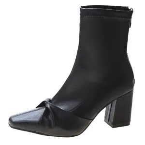 Lucyever Black White High Heel Ankle Boots Women 2022 Pointed Toe Pu Leather Short Booties