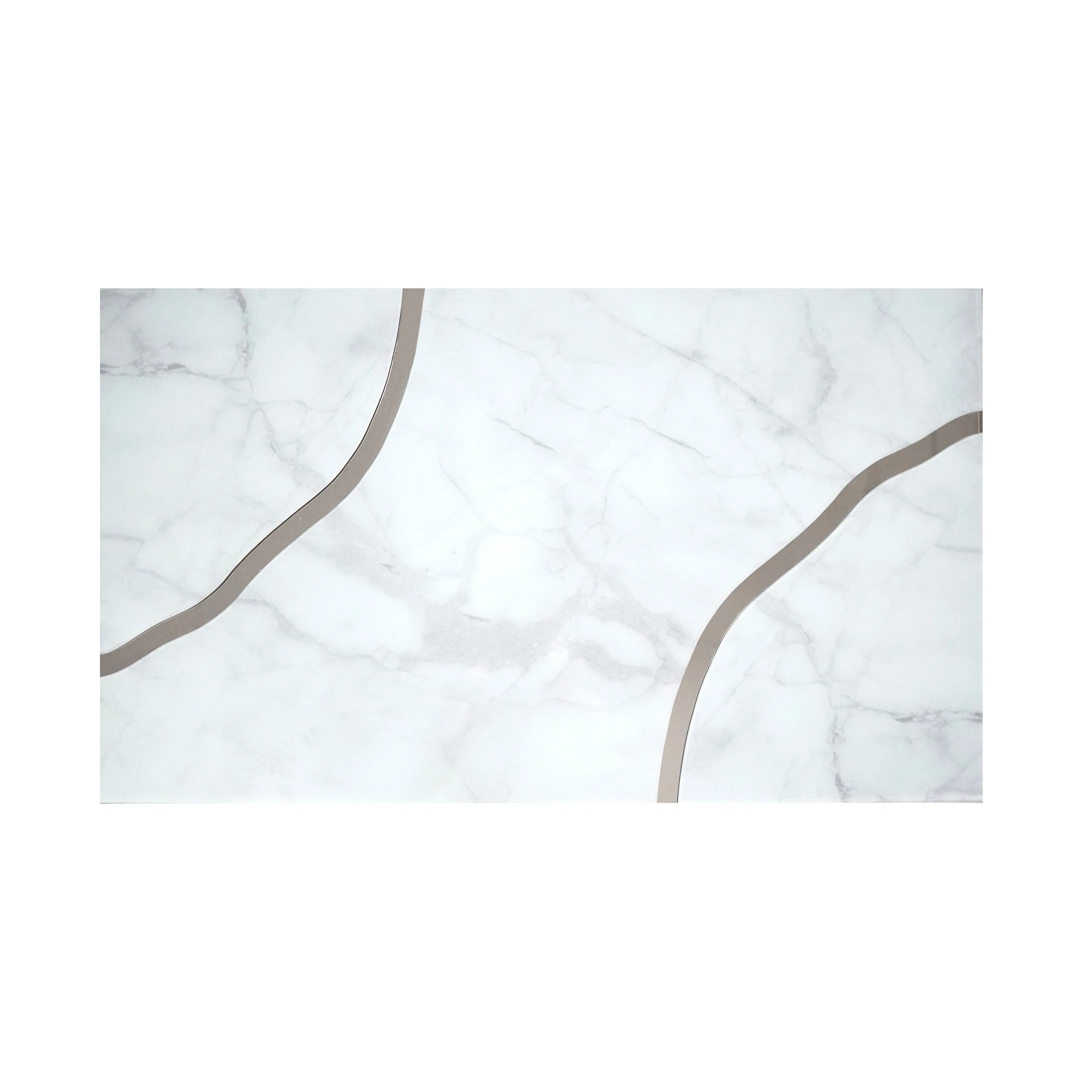 Modern Rectangular Coffee Table - Shiny White Design with Silver Accent