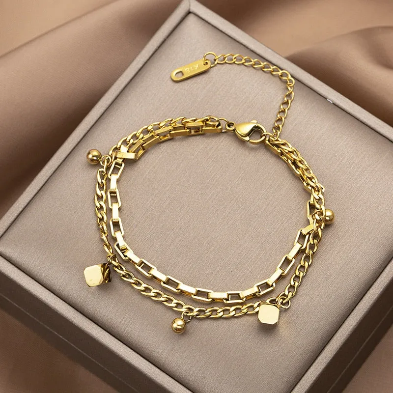 Multiple Styles Golden Pendant Bracelet Women