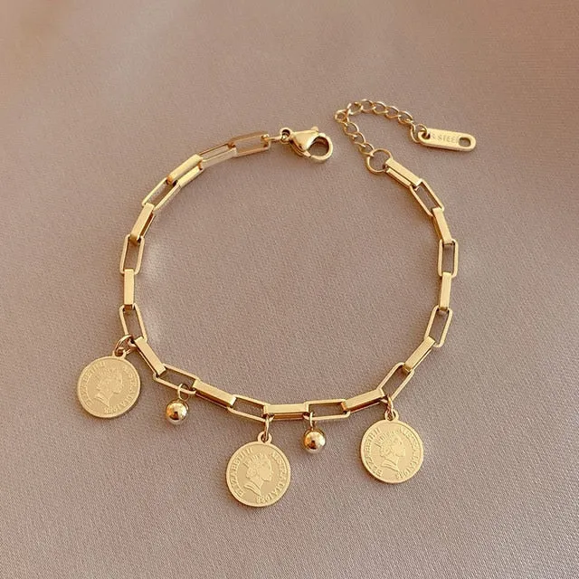 Multiple Styles Golden Pendant Bracelet Women