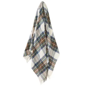 Muted Royal Stewart Merino Wool Throw 185x140cm in blue