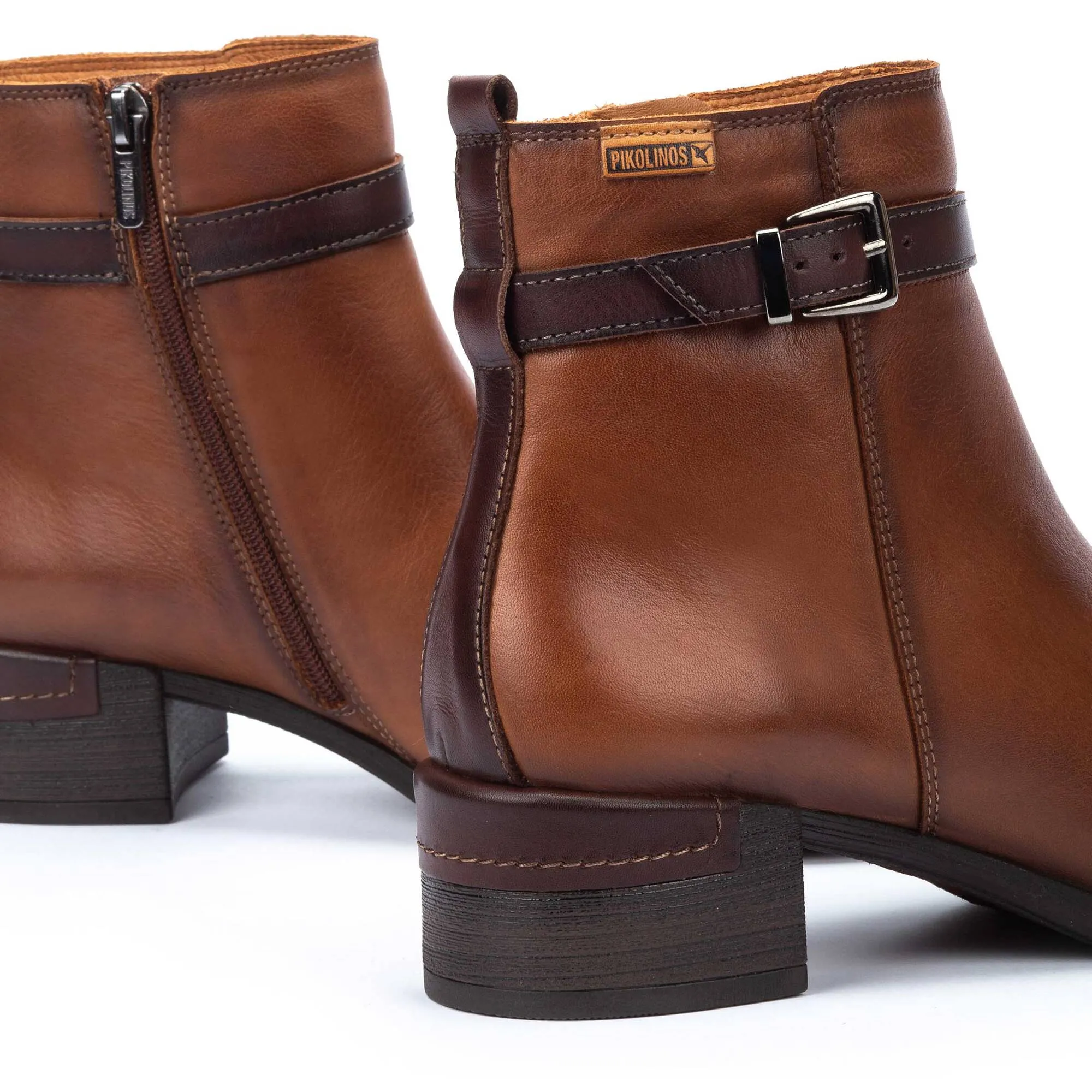 Pikolinos Malaga W6W-8622C1 Ladies Cuero Brown Leather Side Zip Ankle Boots
