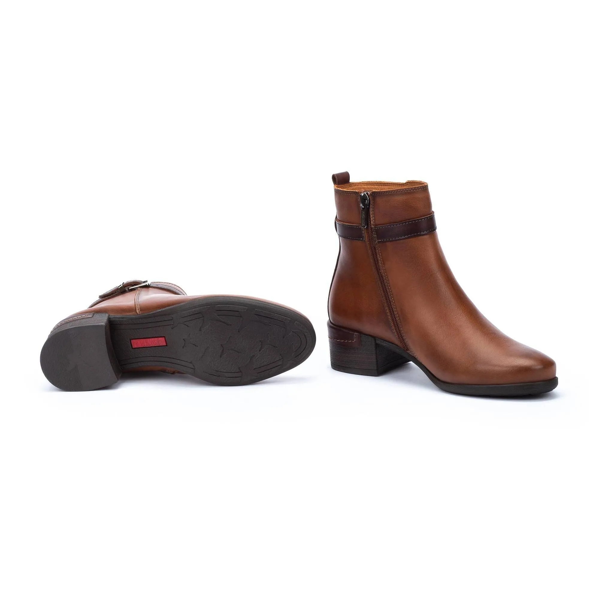Pikolinos Malaga W6W-8622C1 Ladies Cuero Brown Leather Side Zip Ankle Boots
