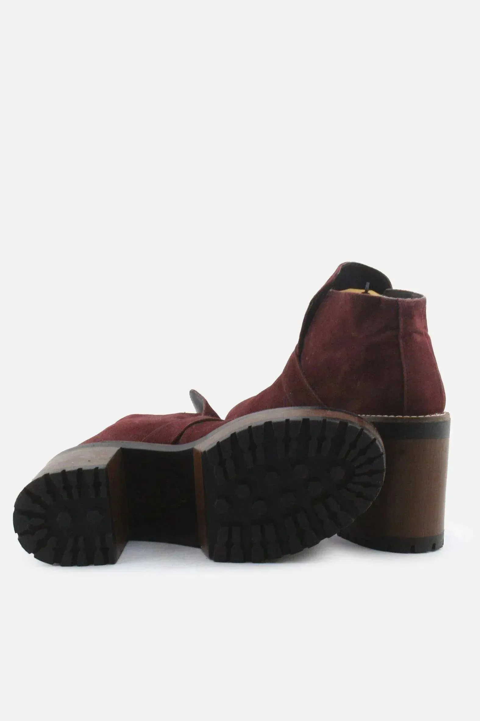 Pull & Bear Buckle Straps Block Ankle Boots | Suede