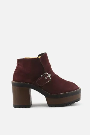 Pull & Bear Buckle Straps Block Ankle Boots | Suede