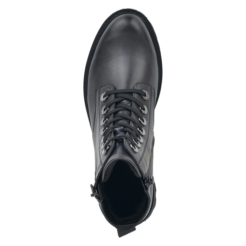 Remonte D8671-14 Ladies Navy Blue Leather Zip & Lace Ankle Boots