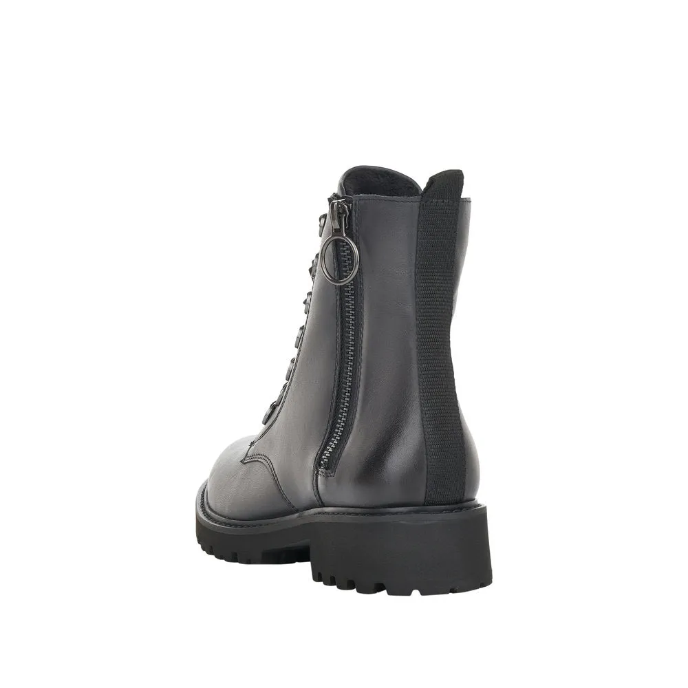 Remonte D8671-14 Ladies Navy Blue Leather Zip & Lace Ankle Boots