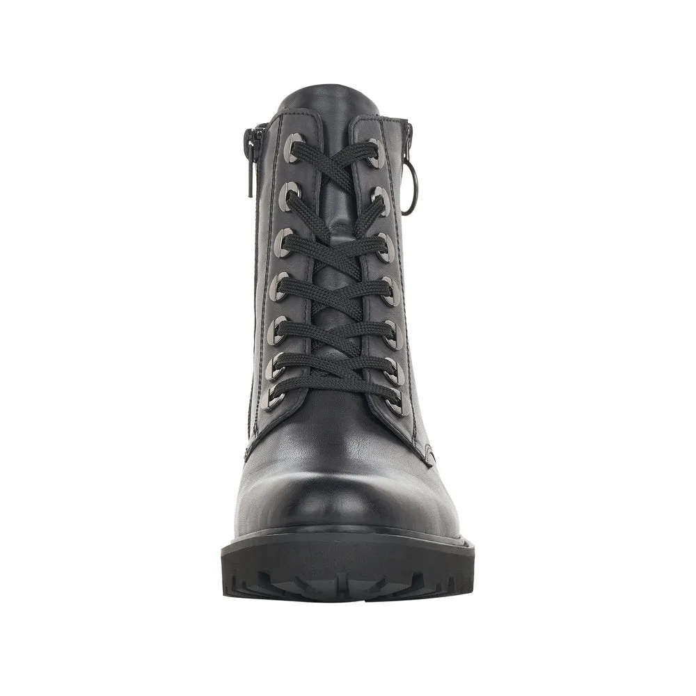 Remonte D8671-14 Ladies Navy Blue Leather Zip & Lace Ankle Boots