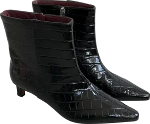 River Island Black Croc Kitten Heel Ankle Boots UK 4 EU 37 👠
