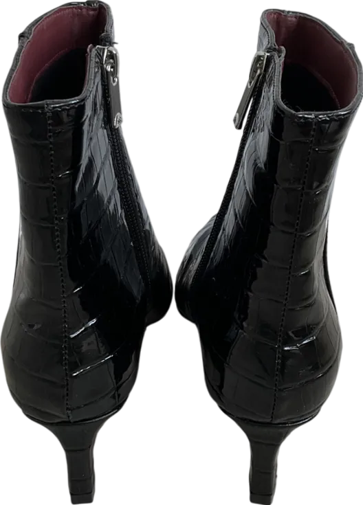 River Island Black Croc Kitten Heel Ankle Boots UK 4 EU 37 👠