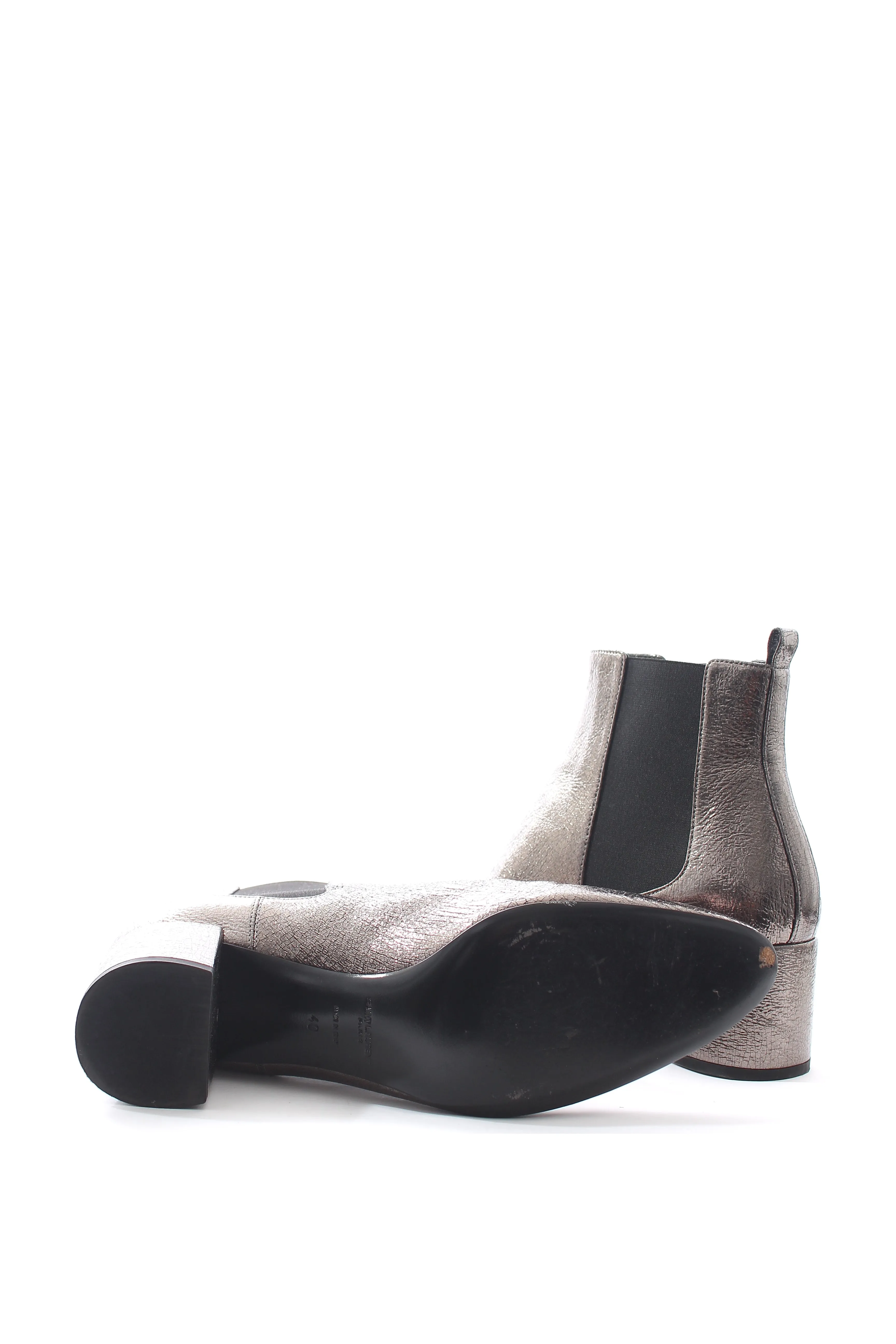 Saint Laurent Metallic Leather Ankle Boots