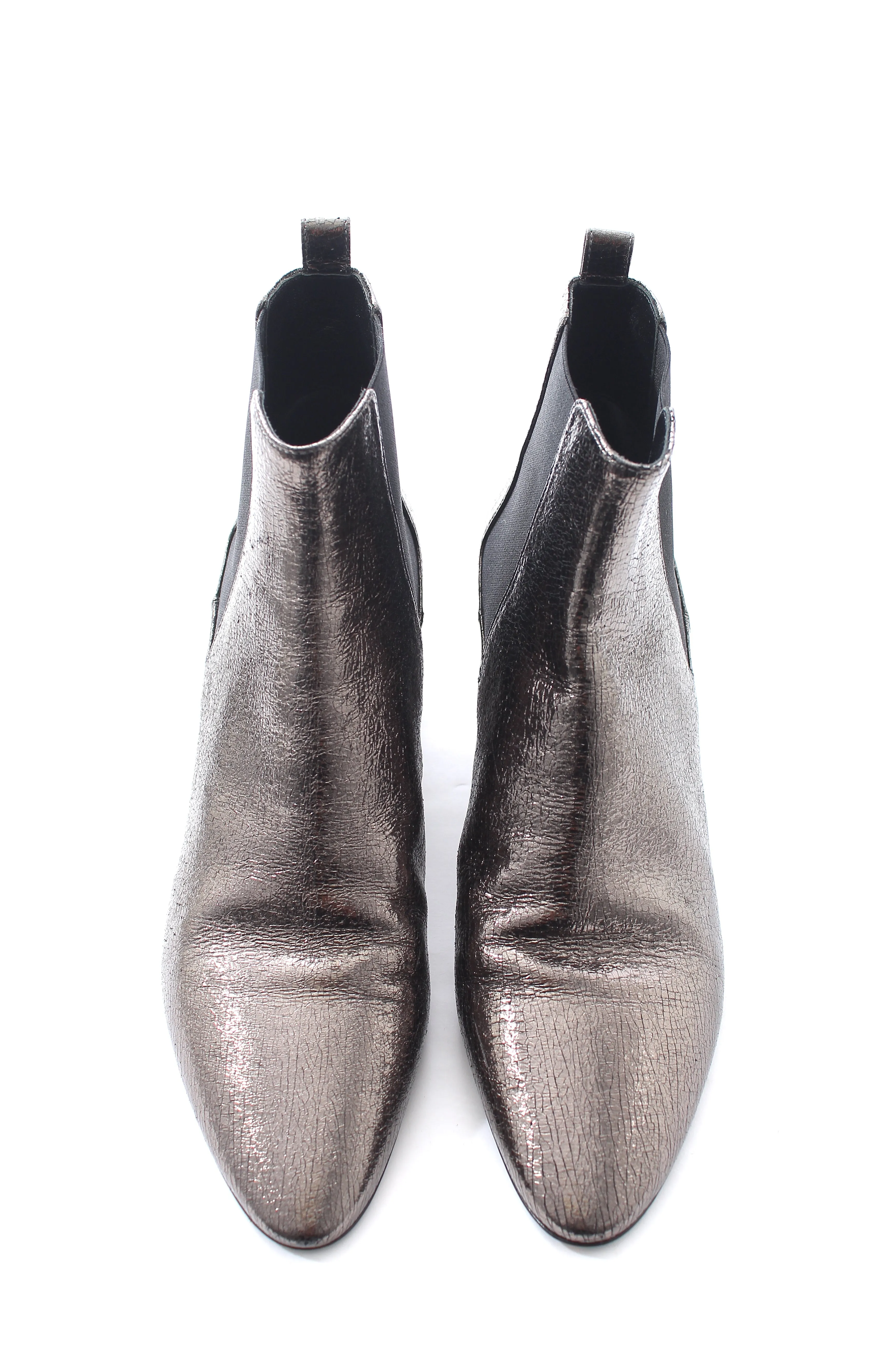 Saint Laurent Metallic Leather Ankle Boots