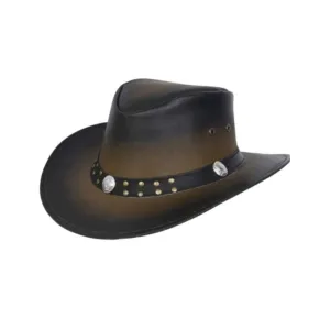 Shaded Brown Cowboy Leather Top Hat