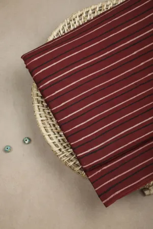 Stripes on Maroon Ajrak Cotton Fabric