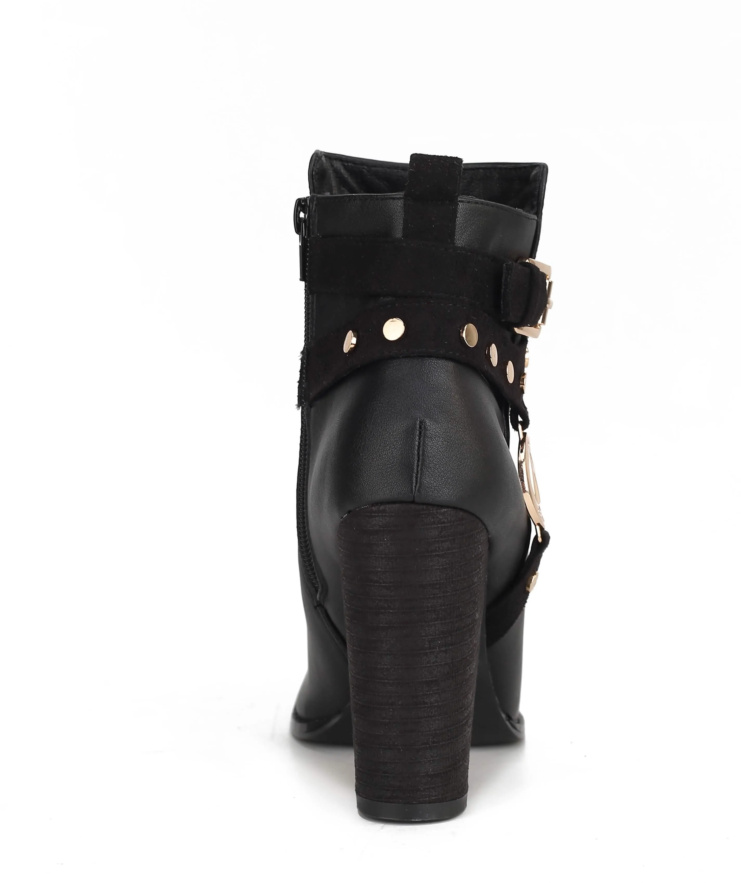 Stylish Vegan Leather Ankle Boot with Stacked Heel for Women by MKF Collection