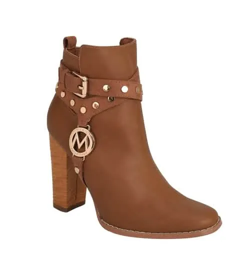 Stylish Vegan Leather Ankle Boot with Stacked Heel for Women by MKF Collection