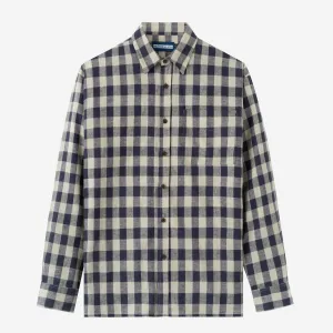Summer Classic Long Sleeve Shirt - Navy Off White
