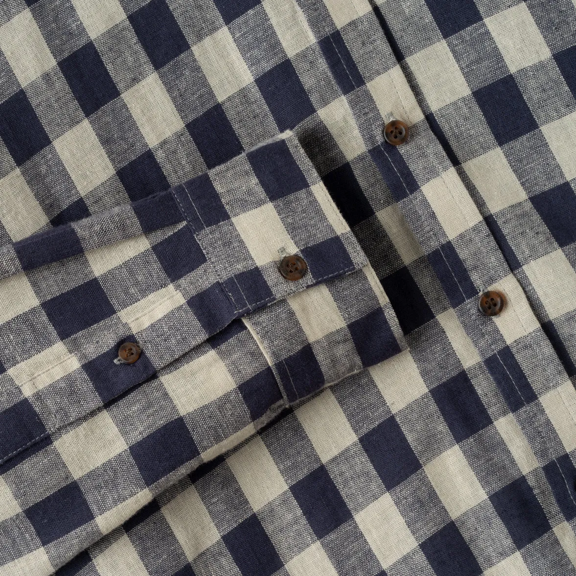 Summer Classic Long Sleeve Shirt - Navy Off White