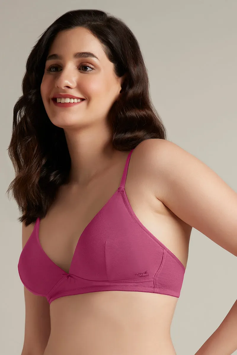 Trendy Plunge Padded Non-Wired Cotton Bra - Malaga